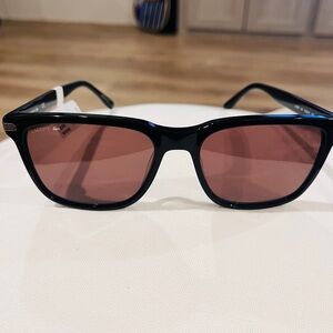 Lacoste Black Frame Sunglasses with Rose Tint Lenses